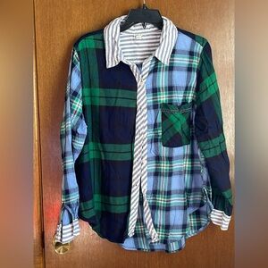 Aerie Plaid Sweater - Green and Blue